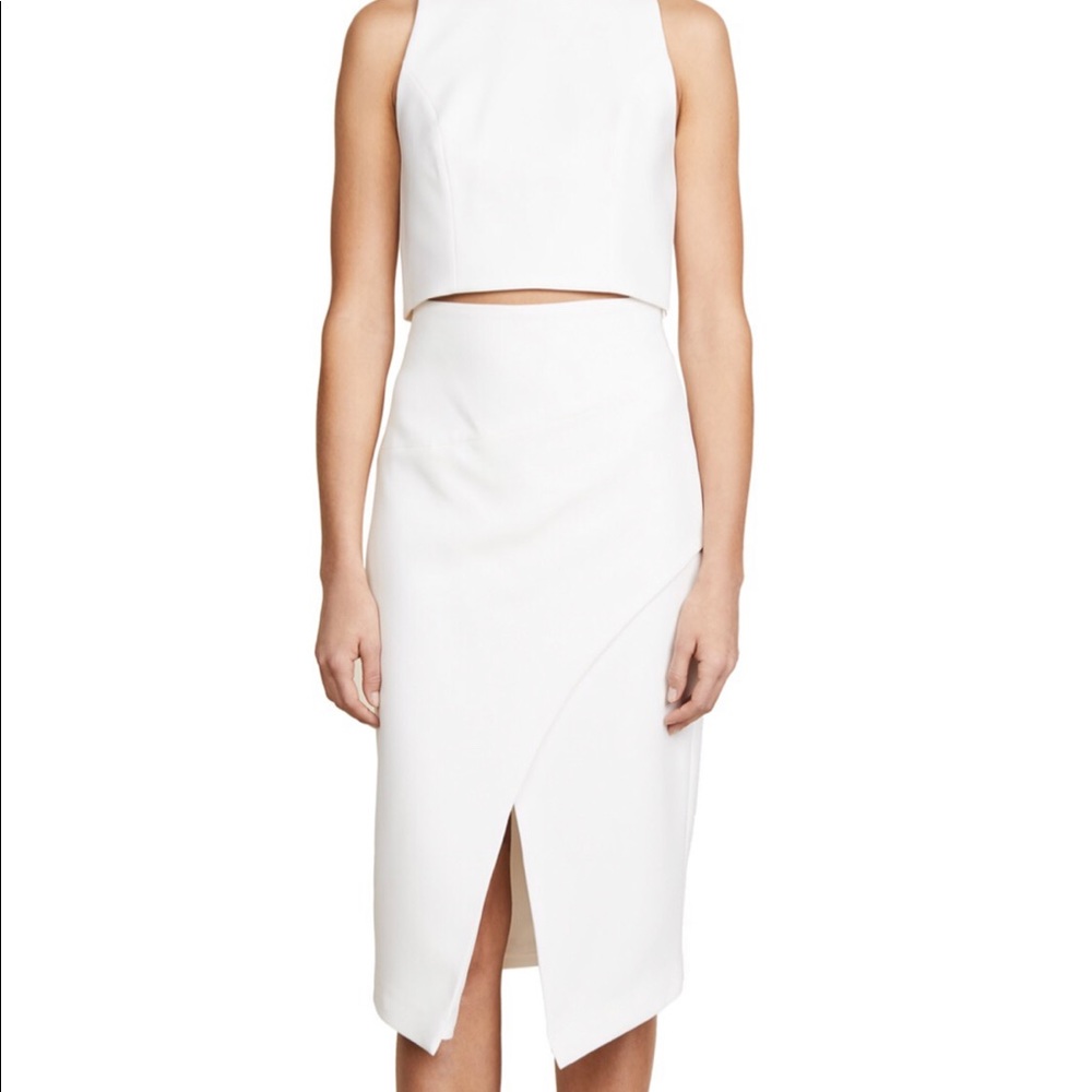 NWT Black Halo Juma 2 piece skirt set, white
